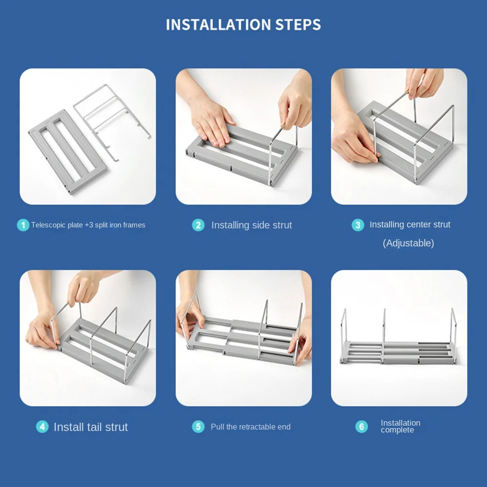 Adjustable Retractable Bookends Non-slip Dividers Expandable Book Holder Wear-resistant Easy to install File Organizer Stand