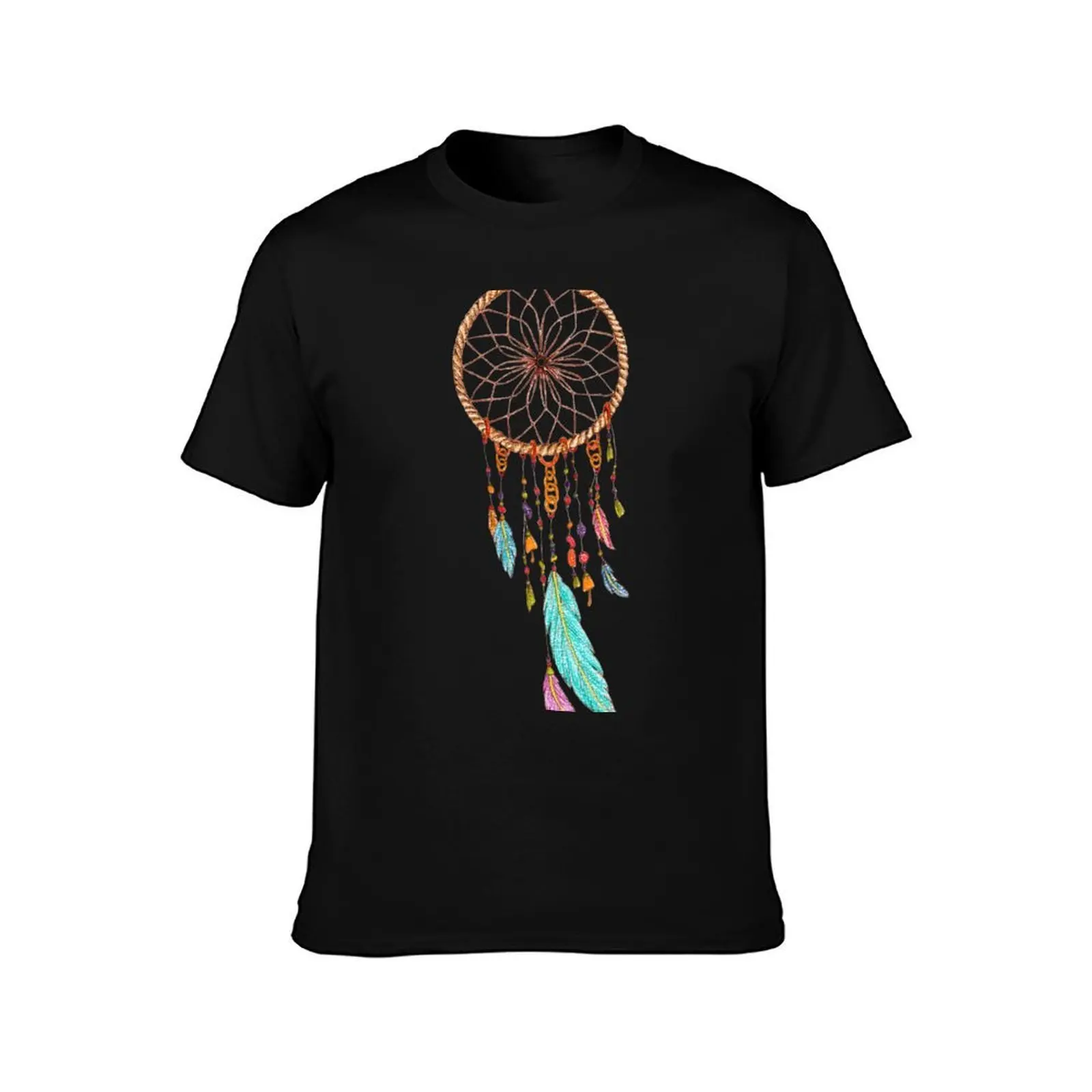 Dream Catcher T-Shirt, Summer Casual Cotton Tee, Oversized Streetwear Tops, Vintage Graphic Print, Loose Fit Short Sleeve
