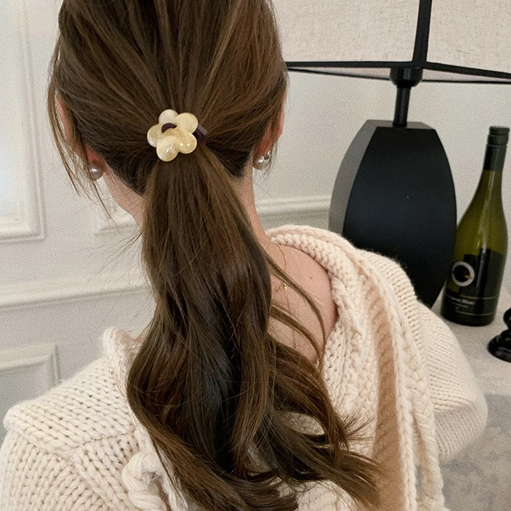 Korean Elegant Hair Tie Scrunchie Women Elastic Flower Hair Rubber Bands Accessories For Girls Tie Hair Ring Headdress Holder