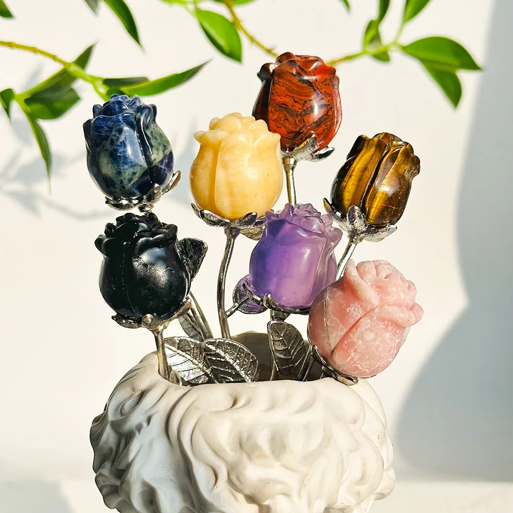 1pc Elegant Crystal Roses Carved - Exquisite Quartz Crystal Flower Ornaments for Jewelry Making, Gift Decoration for Wife - Image 4