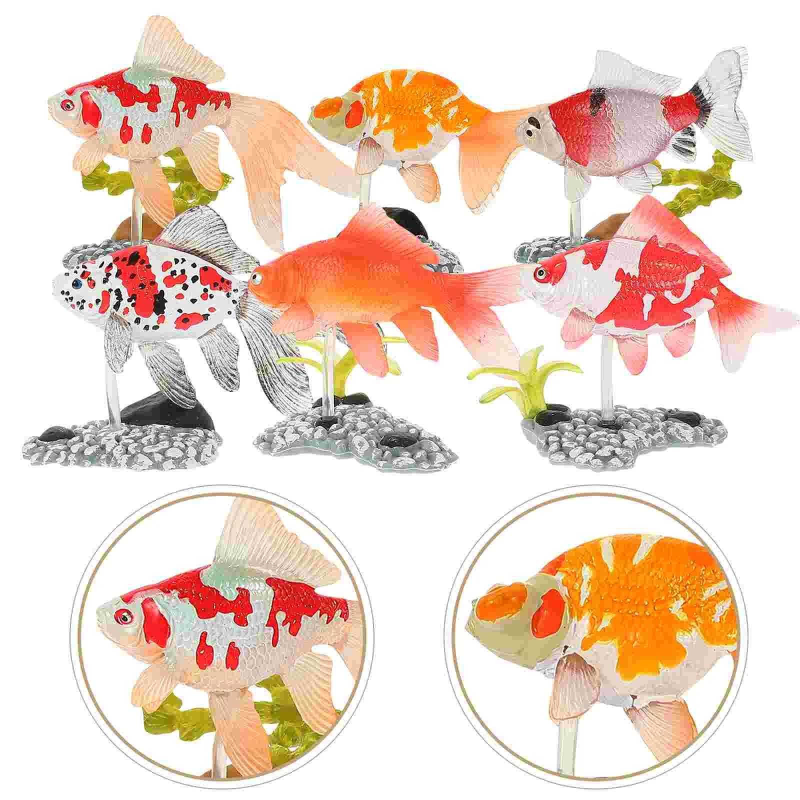 6 Pcs Ornamental Fish Model Decor Decorative Goldfish Figures Desktop Toy Ornaments Kids Accessory Water Table