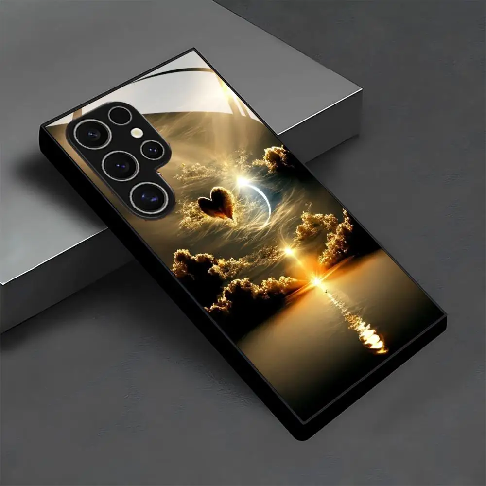 Sunset scenery glass Phone Case For Samsung Galaxy S26 S25 S24 S22 S23 Ultra S21 S20 Plus 5G Non-Slip Full Cover