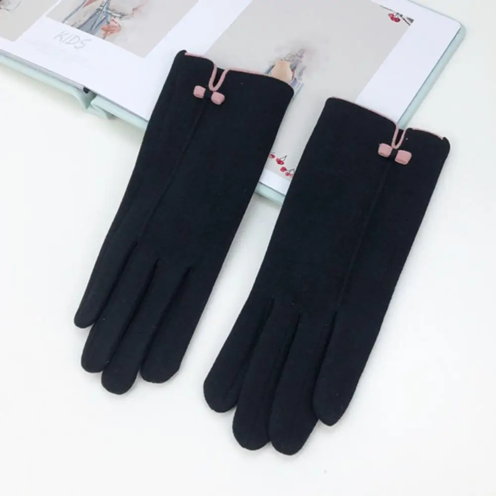 Women Gloves 1 Pair Chic Touch Screen Decorative  Cycling Riding Women Gloves Winter Accessory