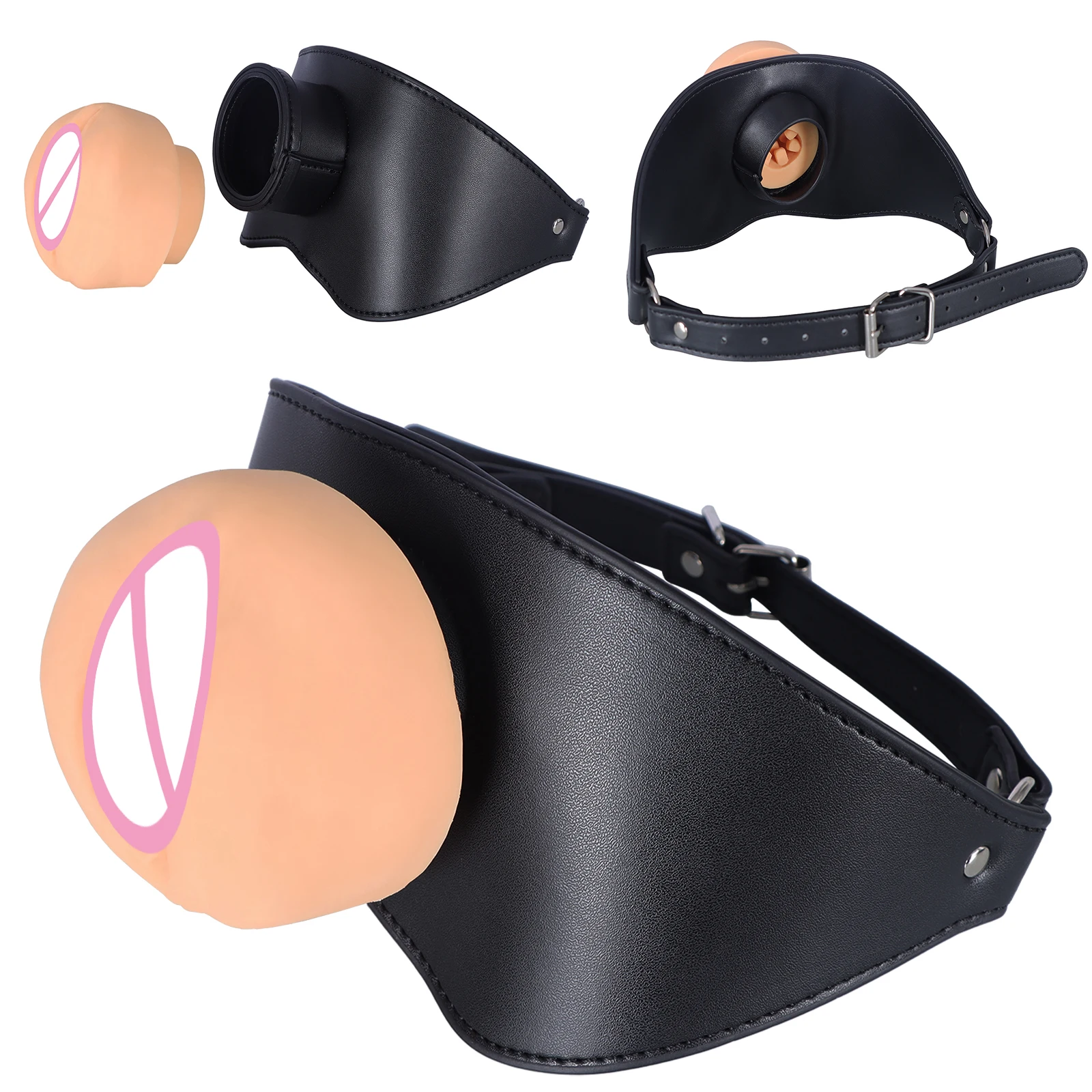 New Adult Toys Leather Gag Gag Plug Adult Game Adjustable Penis Masturbation Cup Adult Restraint Slave Bondage Erotic Sex Toys