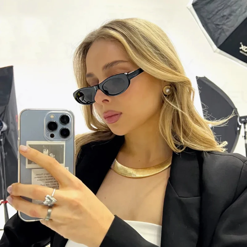 Schutzbrille 3 stücke Schmale Rahmen Oval Sonnenbrille Frauen Einfachen Stil UV400 Shades Weibliche Marke Designer Sonnenbrille Unisex