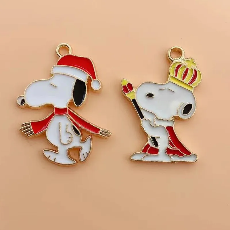 10pcs Cartoon Enamel Christmas Dog Charm Animal Charm Pendant For Bracelet Earrings Necklace Keychain DIY Jewelry Making