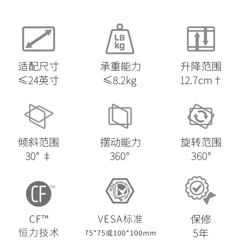 45-230-200/216 Support de moniteur table élévatrice bras de suspension mural