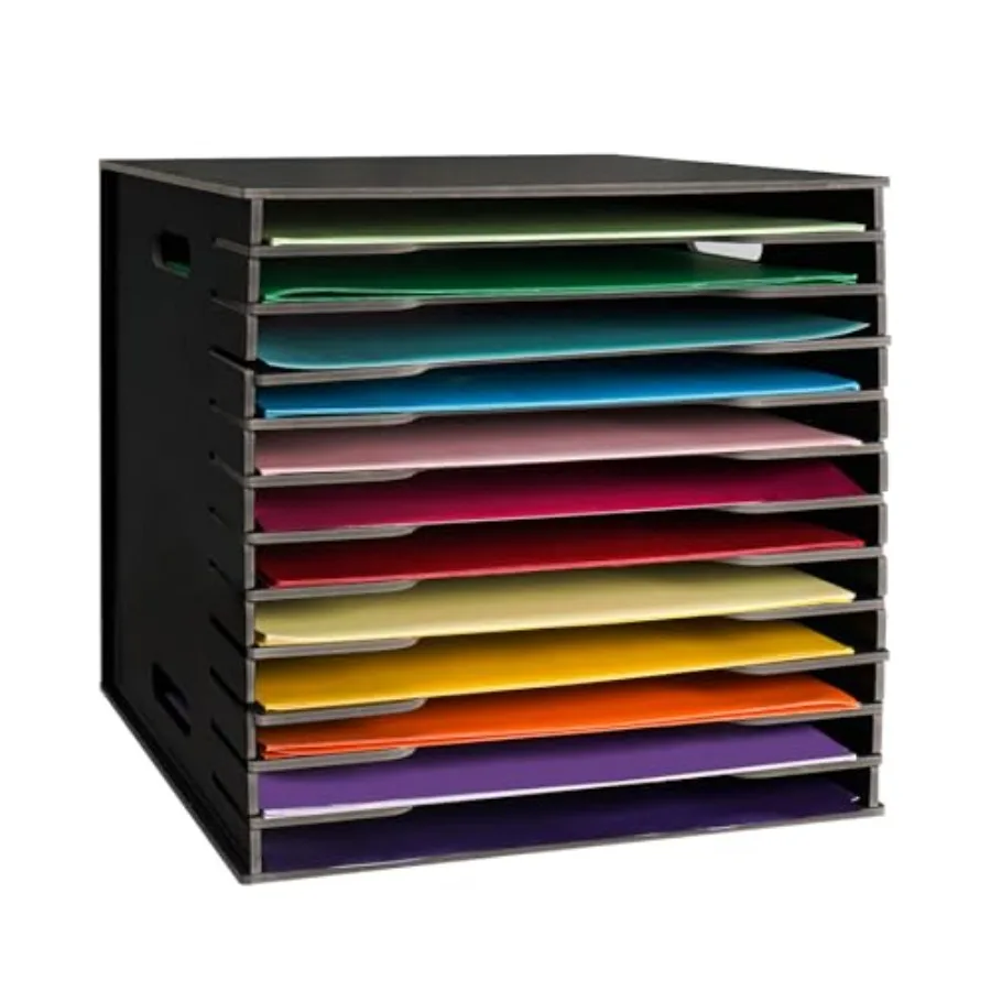 

Scrapbook Paper Organizer for Sizes 12" x 12", File Sorter Storage, Document Holder, Desktop Scrapbook Paper Organizer Rack for