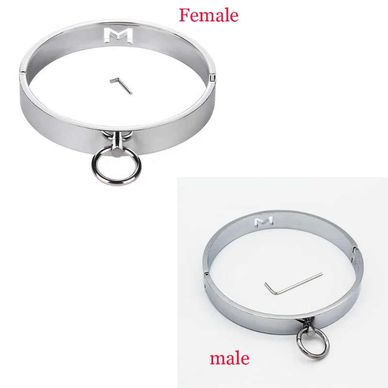 Heavy Metal Steel Slave BDSM Bondage Lock Circular Wrist Handcuffs Ankle Cuffs Neck Collar Shackles Adult Sex Toys Men Women