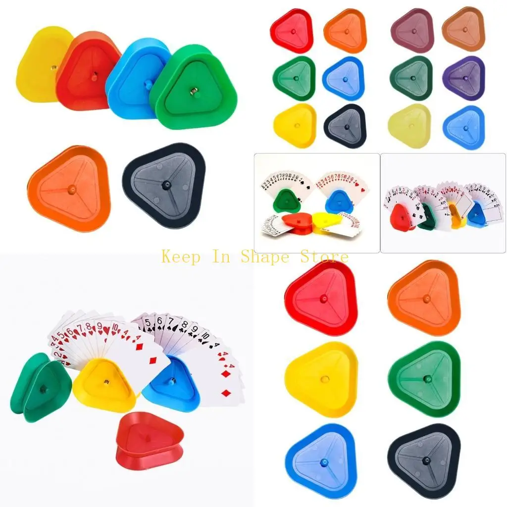 U1JC 6Pcs Plastic Card Organizers Clip Rack Triangular Playing Card Rack