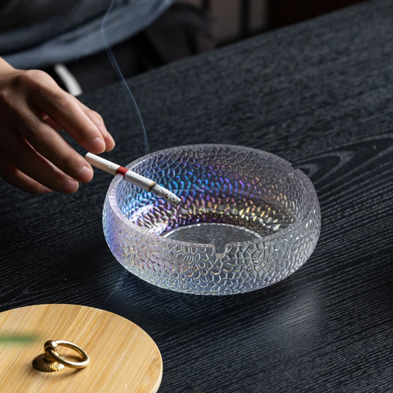 

Large Size Creative High-End Crystal Glass Ashtray with Cover Fashionable Living Room Home Simple Multi-Function Personalized