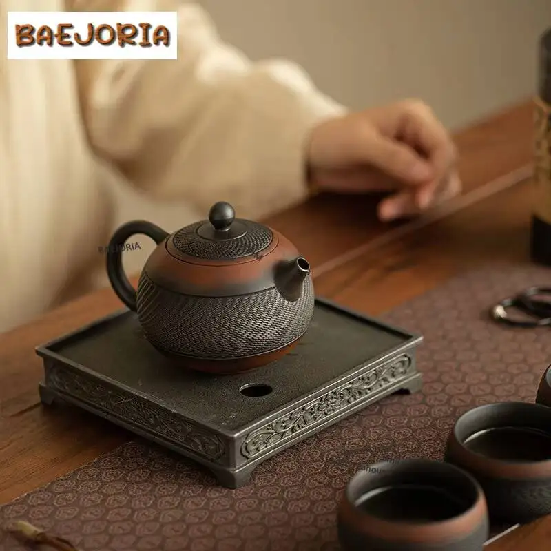 225ml Purple Pottery Jumping Knife Pattern Xishi Teapot Retro Tea Infuser Pot Tea Soaking Kettle With Ball Hole Teaware Ornament