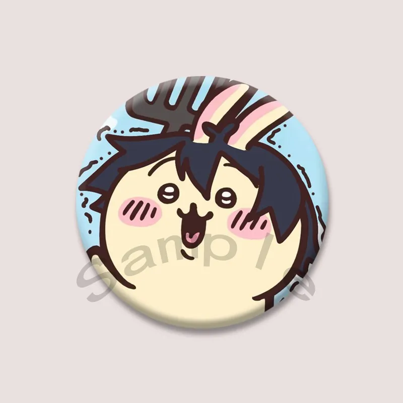 Cute Chiikawa Badge Cartoon Animation Peripheral Lapel Pins Tinplate Round Brooch for Shoulder Bag Accessories Souvenir Gifts image 5
