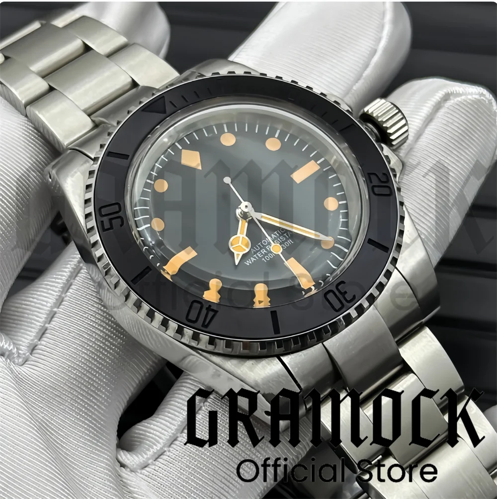 Gramock 40mm man diving watch new gear retro luminous water ghost face Dome Glass NH35/PT5000 automatic movement