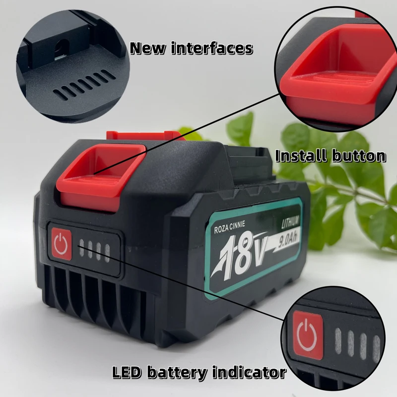 Roza cinnie-18V Batería recargable de iones de litio de alta capacidad y larga duración Compatible con Makita BL1840B BL1850B BL1860B