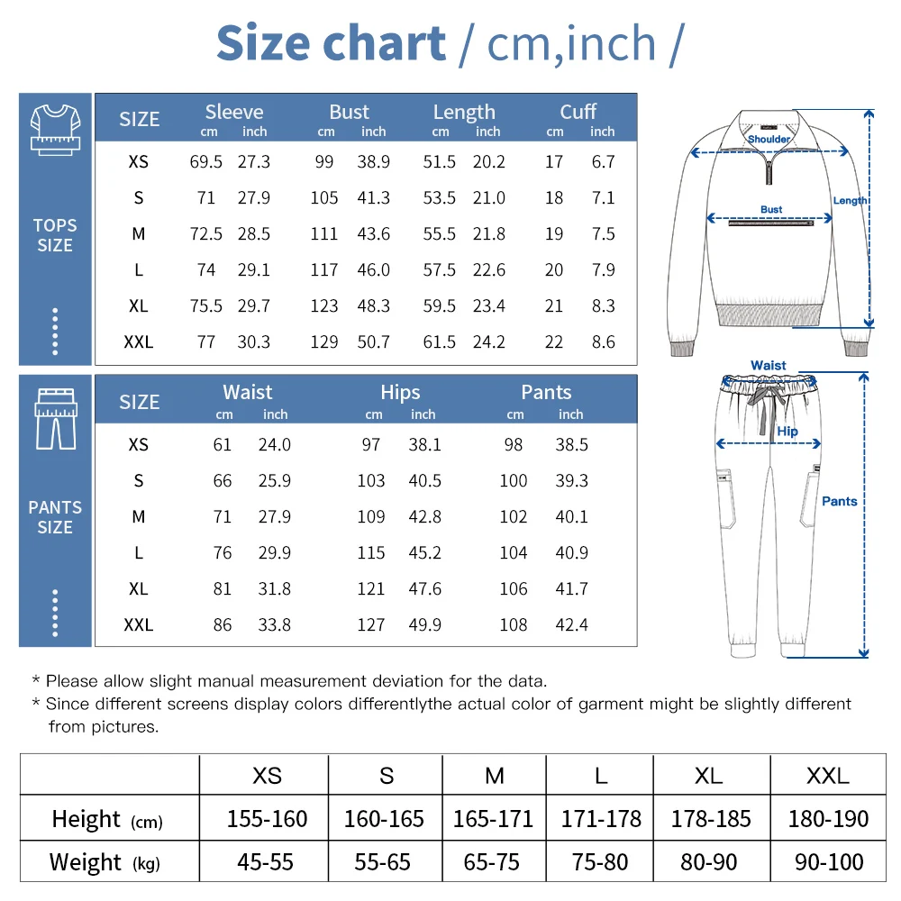 Hot Sale Anti Wrinkle Washable Nurse Uniforms Medical Scrubs Tops Pants Suit Women Scrub Set Unisex Long Sleeve Surgery Workwear