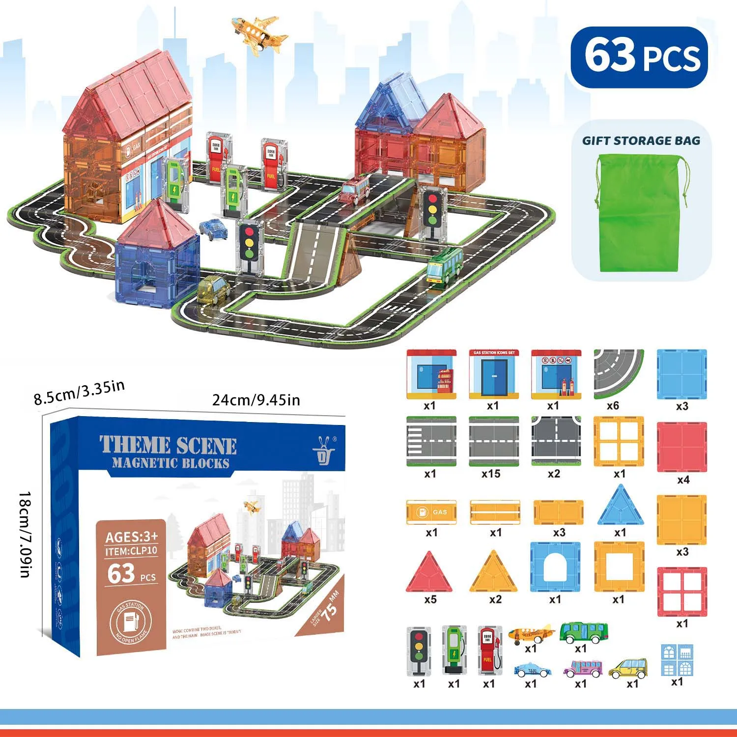 Kind Magnetische Fliesen Straße Set Junge Spielzeug Tankstelle Magnetische Fliesen Szene Bau Straße Gebäude Vorschule Aktivitäten Sensorischen Spielzeug