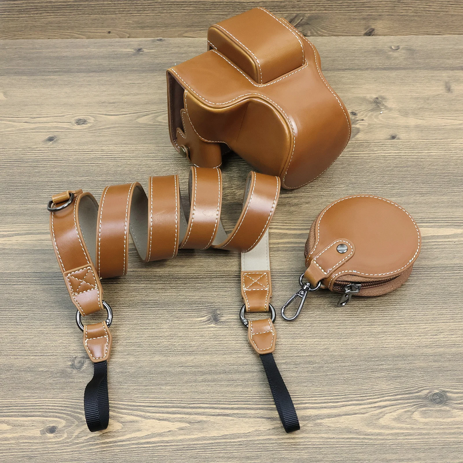 Hqレザーカメラケースバッググリップストラップ、canoneos r50、18-45mmレンズ付き