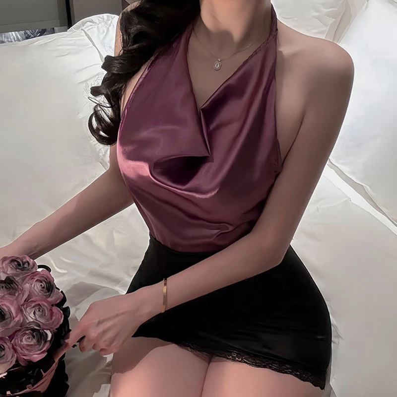 

Sexy Lingerie Women OL Lady Uniform Sexy Halter Backless Dress Suit Nightdress