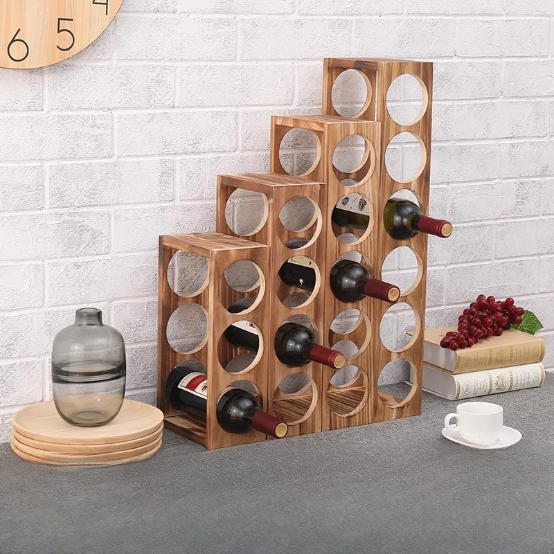 

Modular Solid Wood Wine Rack, Stackable Bottle Shelf, Minimalist Display Stand—For Custom Cellars & Bars