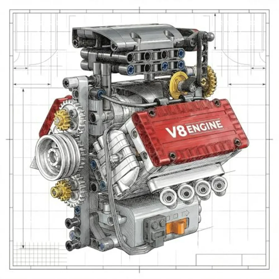 

Рабочий конструктор двигателя V8 3-в-1: мини-набор для сборки V8, система для самостоятельной сборки для взрослых, игрушка-конструктор, подарки для людей от 8 лет и старше