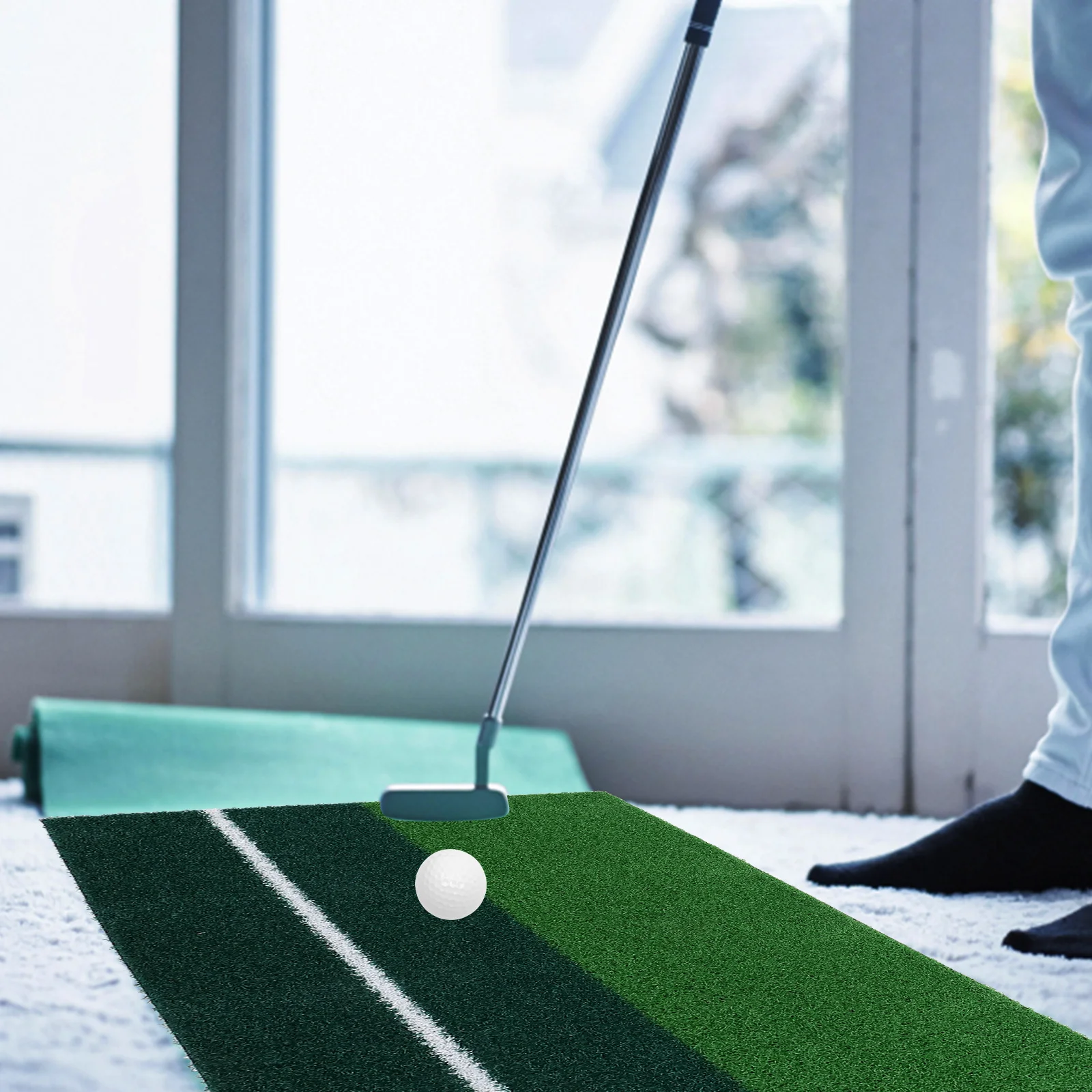 

2Pcs Swing Practice Mat Artificial Turf Golf Training Aid for Indoor Outdoor Use Portable Realistic Grass Surface Hitting