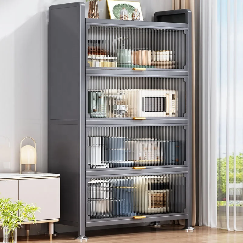 

for Guangdong Manufacturers Dustproof Microwave Oven Home Cabinet 5 Tier Large Capacity Bamboo Kitchen Storage Cabinet