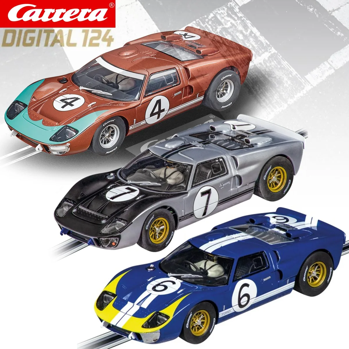 Carrera Slot Coche Digital124 23896 Ford GT40 MkII No.4 / 23958 No.6