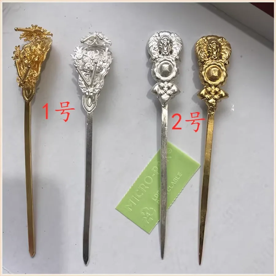 999 Fine Silver Hair Stick Handmade Antique Artwork Traditional Miao Hair Accessories for Chinese Hanfu