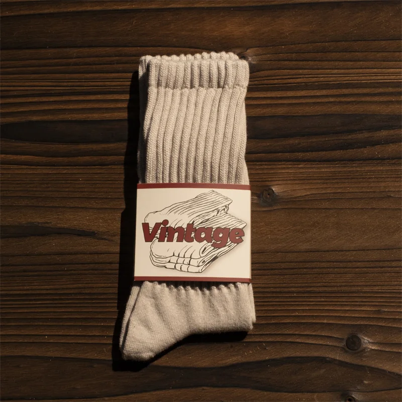 Männer Vintage Männliche Mittlere Röhre Socken Unisex Japanische Einfarbig Verdickte Sportsocken Handtuch Unten Paar Gestrickte Casual Socken