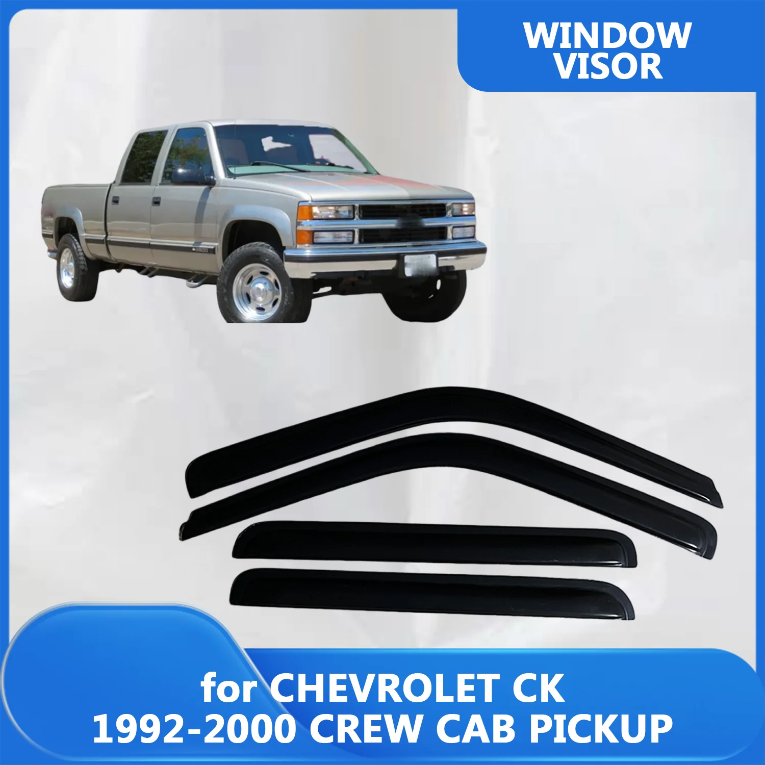 

Window Visor for CHEVROLET CK 1992-1997 1998 1999 2000 CREW CAB PICKUP Wind Deflectors Rain Guards Door Visor Vent Out-Channel