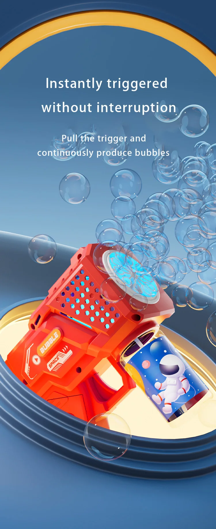 10-Loch-automatisches elektrisches Gatling-Spielzeug, blasende Blase für Kinderspielzeug, Kindergartengeschenke ohne Batterie oder Blasenwasser – Detail 3