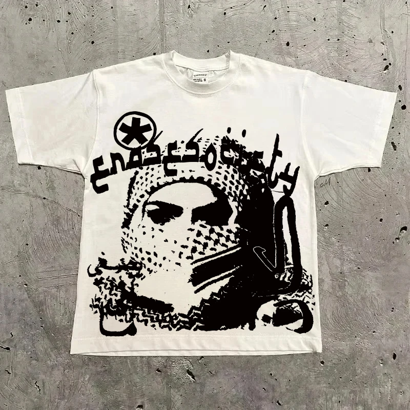 Graphic T-shirt Men Women Vintage Top Hip Hop Streetwear Oversized Tshirt Short Sleeve Casual Clothing Summer Fashion Trendy Tee