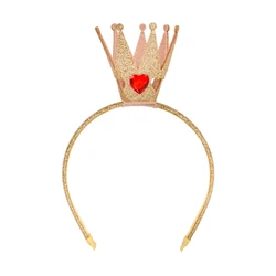 Elegant Gold Sequined Hairband Heart Rhinestones Crowns Headband for Party Birthday Celebrations All Age Hairhoop