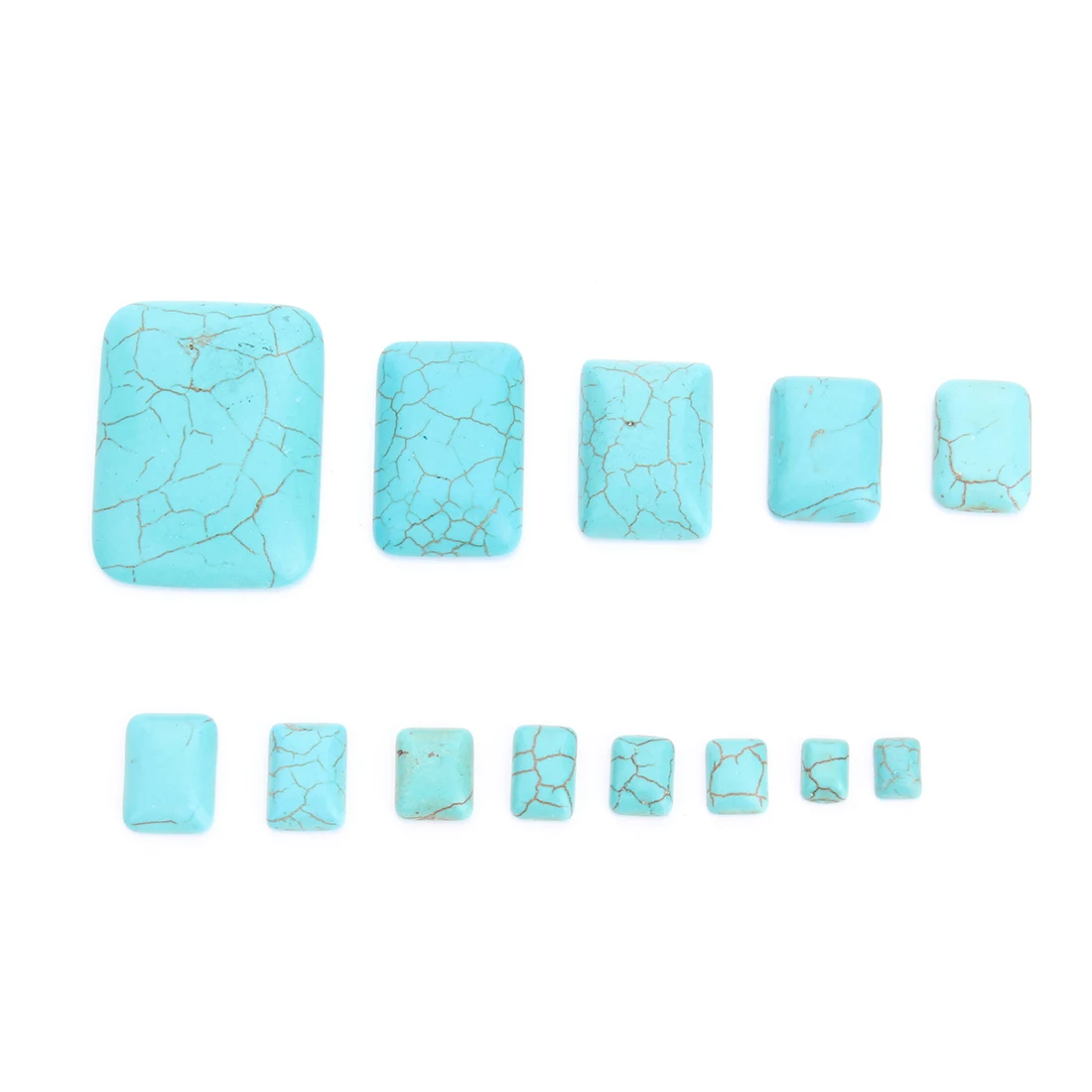 Blau/weiß geometrische Rechteckform Türkis Naturstein perlen für Schmuck machen quadratischen Flatback Cabochon DIY Ring Zugang – Detail 4