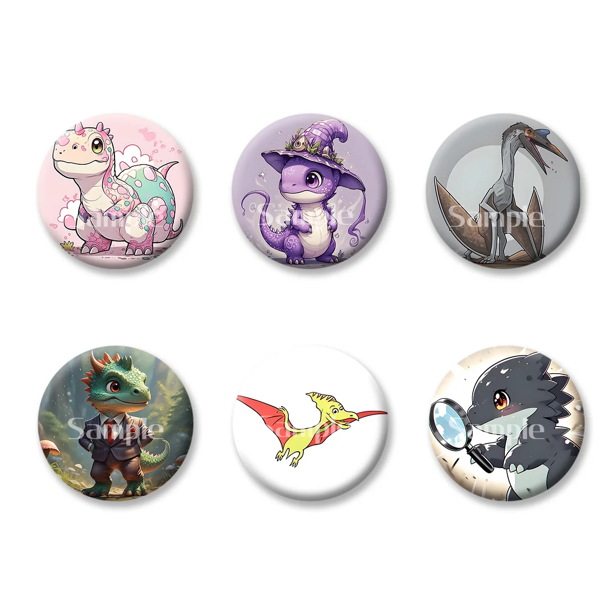 Jurassic Park World dinosaurio Anime dibujos animados Flash insignia llaveros espejo de maquillaje imán de nevera ACG productos periféricos de juego juguete para regalo