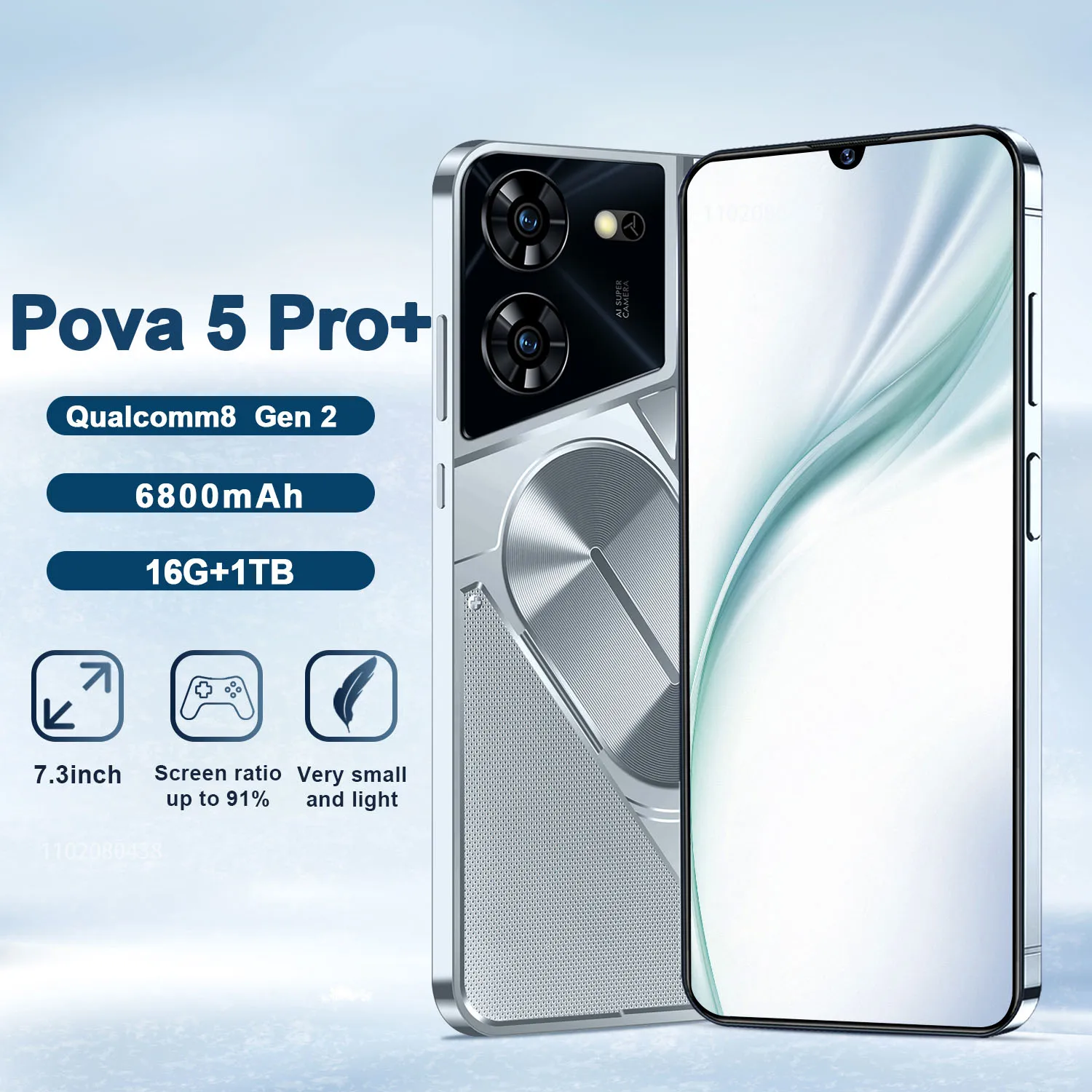 Pova 5 Pro Android 14 Smartphone, Celular, Telemóveis Versão Global, 7.3 Polegada, 4G, 5G, 6800mAh, 16 GB, 1TB, Original, 2021