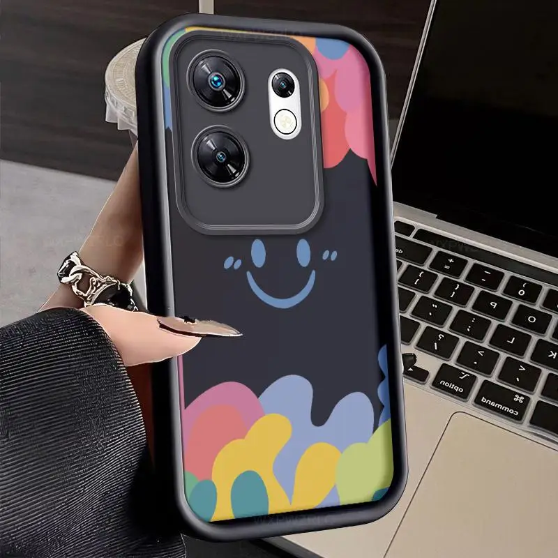 Cartoon Smiley Face Phone Case For Infinix Zero 30 Graffiti All Inclusive Shock-absorbing Silicone Soft Back Cover