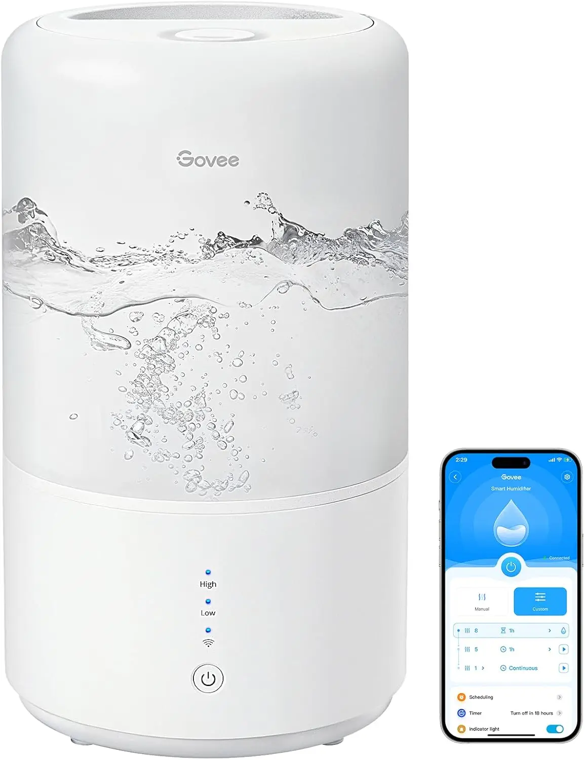 Smart Humidifiers for Bedroom, Top Fill 3L Cool Mist Humidifier with Essential Oil Diffuser, 24 dB Super Quiet, Auto Mode,