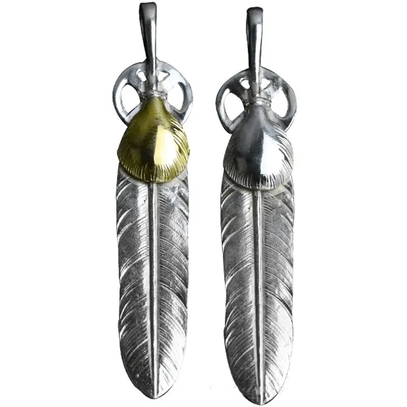 BOCAI New 925 Silver Handmade Small Golden Shell Feather Pendant for Men and Women Trendy Jewelry Accessories Wholesale