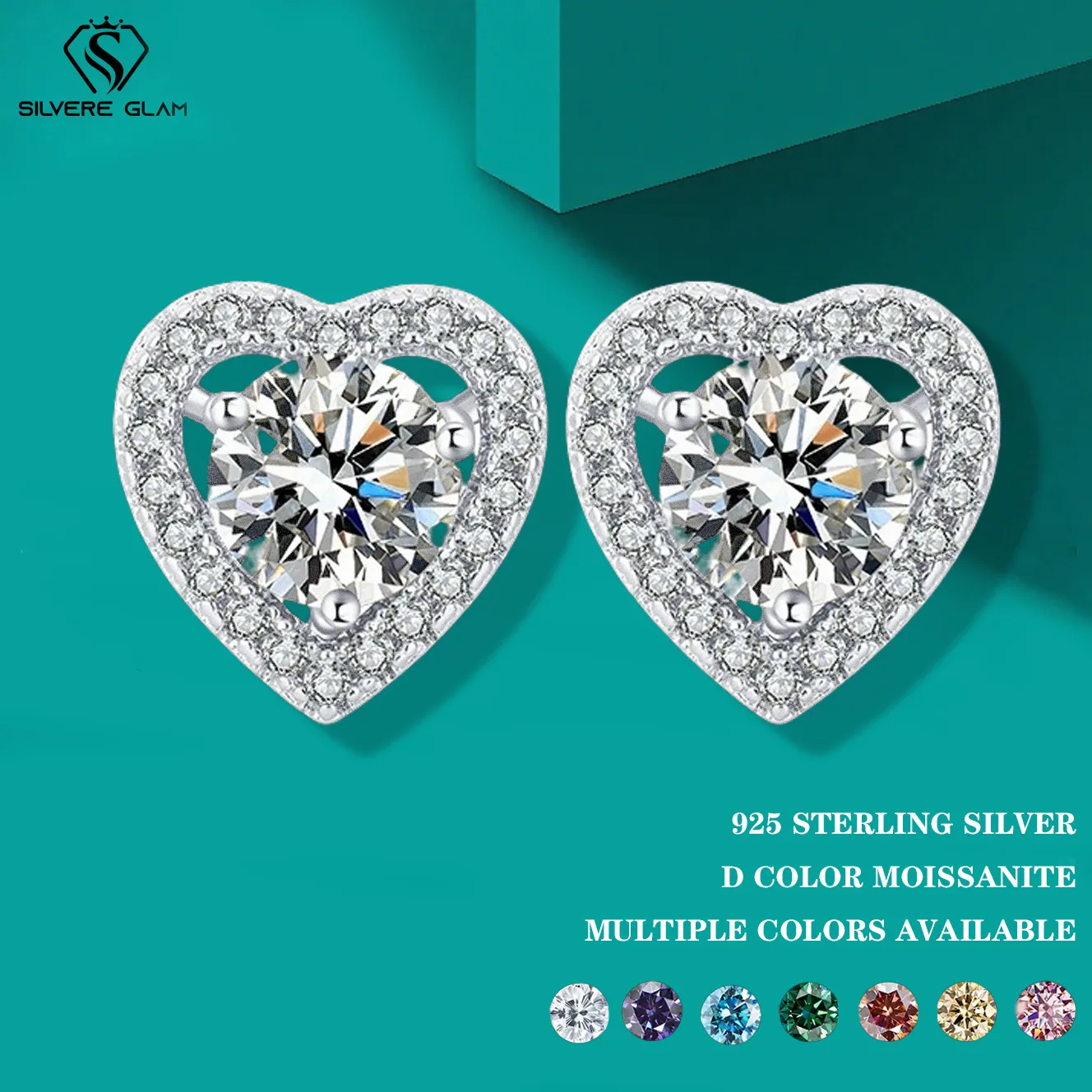 

TY 0.5/1CT Women Moissanite Earrings Pass Diamond Test Stub Earring Heart Shape 925 Sterling Silver Earring Female Fine Jewelry