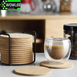 Posavasos de corcho Natural liso para el hogar y la Oficina, tapetes para taza de té, café, vino, almohadilla para mesa, 9cm de diámetro, 10 piezas