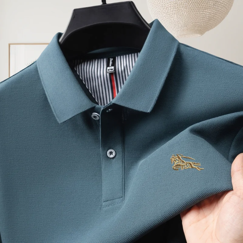 100% Cotton Classic Men's Best-Selling Brand Pony Embroidered Elastic Polo Shirt Summer Daily Comfortable Breathable Short Top