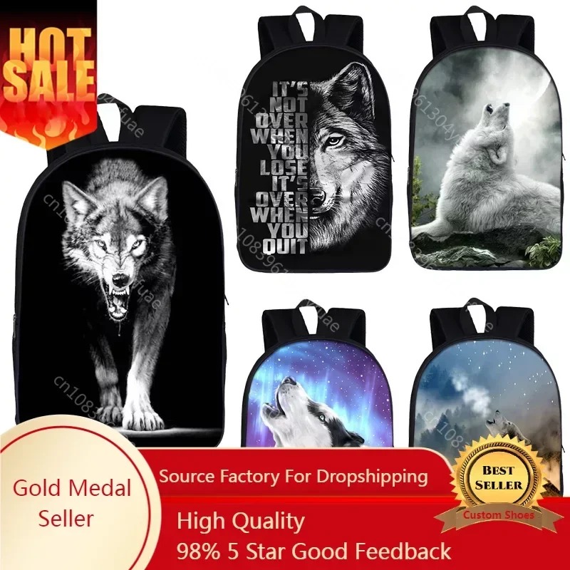 

13/16 inch Cool Wolf Backpack Women Men Schoolbag Teenager Boys Girls Backpack Children School Bag Hip Hop Bagpack Laptop Bag