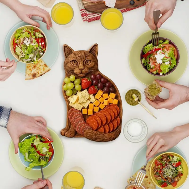 Charcuterie Boards Holz Aperitif Board Charcuterie Platters Katze geformt Neuheit Küche Besteck Platte zum Sammeln Geburtstag