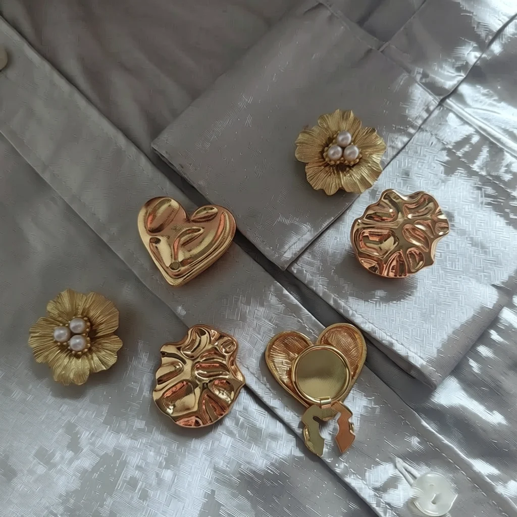 4 Pièces de Couvre-Boutons Élégants en Forme de Cœur Floral Classique pour la Décoration de Vêtements DIY, Boutons Décoratifs pour Chemises et Manches