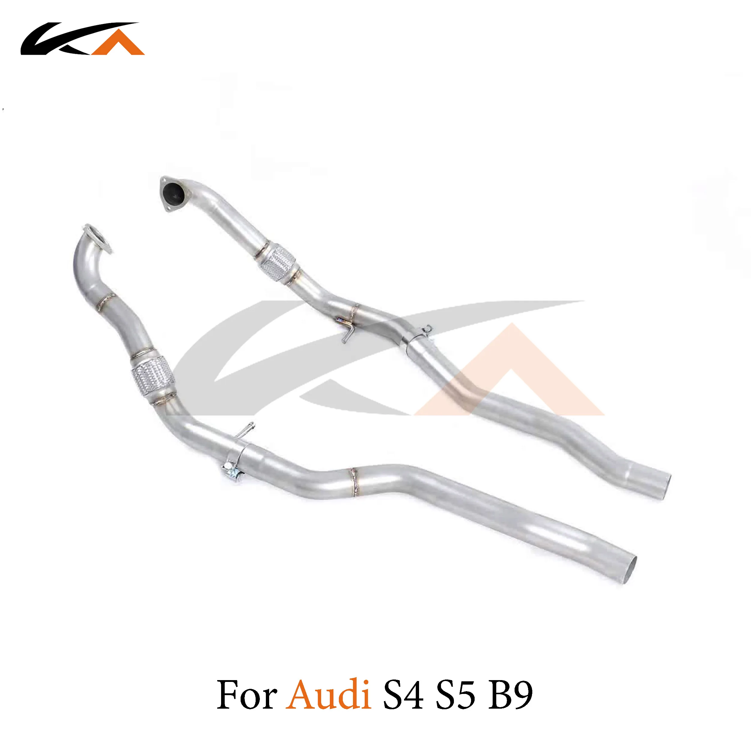 

KA Tuning exhaust system parts stainless steel front pipe for Audi S4 S5 B9 3.0T straight pipe performance bellows resonator