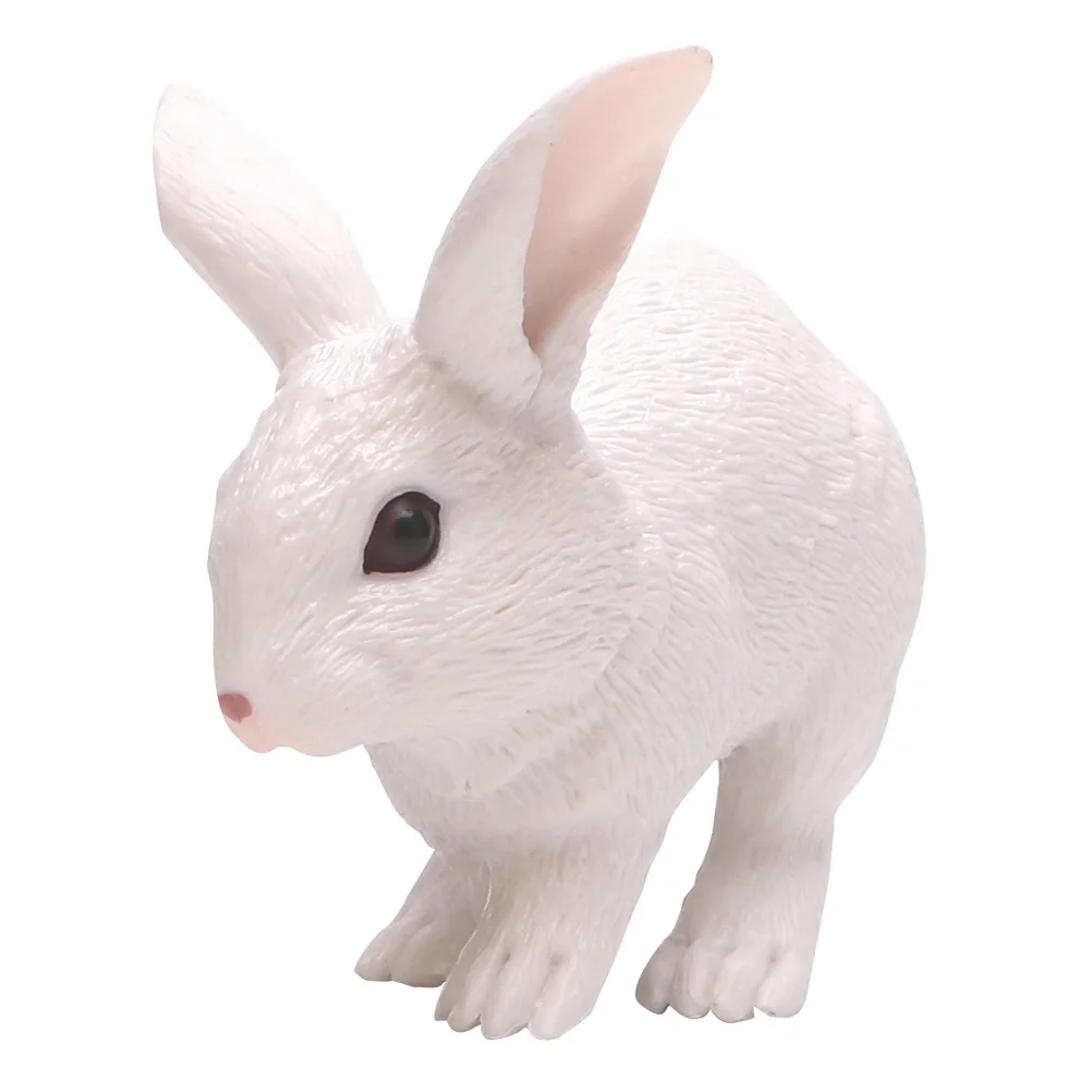 

Decor for Home White Rabbit Ornament Model Childrens Toys Animal Decorate Bunny Miniature Figurines