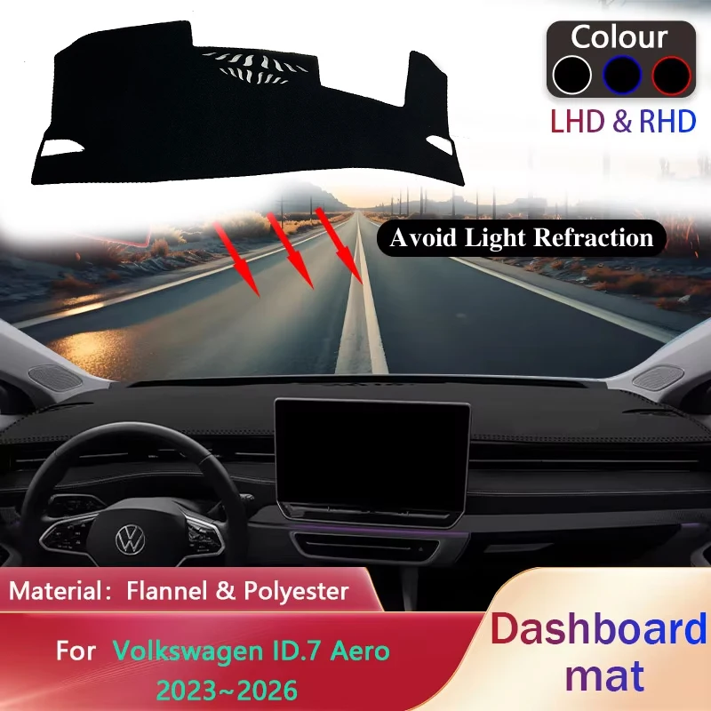 Auto Armaturenbrett Pad für Volkswagen VW ID.7 Vizzion Aero 2023 ~ 2026 Abdeckung Liner Anti-Rutsch-Matte Sonnenschirm Dashmat Teppich Teppich Zubehör