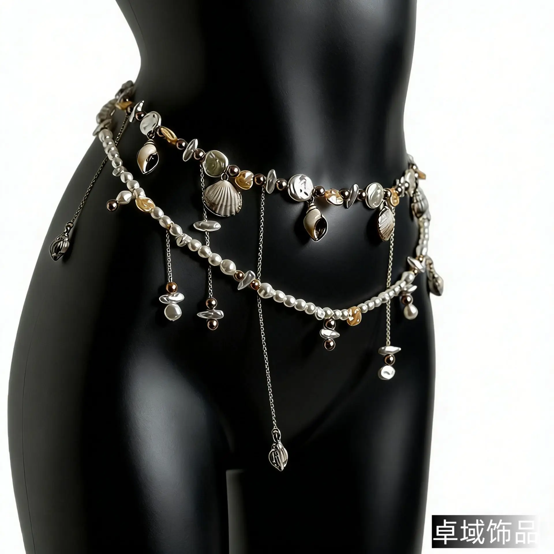 Ins Style Niche Double Layer Waist Chain Shell Conch Tassel Luxury for Beach Vacation Fashion Body Jewelry Belt